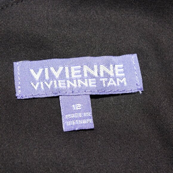 Vivienne Tam Women's Black Floral Print Sleeveless Shift Tank Dress Size 12 - Picture 3 of 8